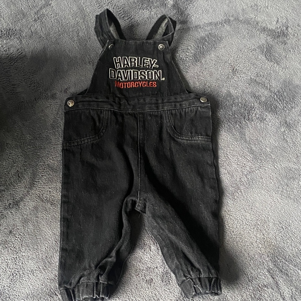 Harley-Davidson Kids Black Overalls with Red Logo